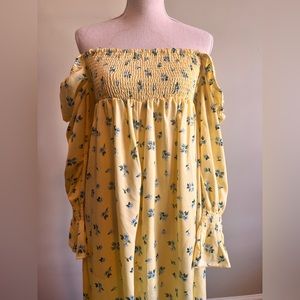 We Wore What Off Shoulder Smocked Dress Medium